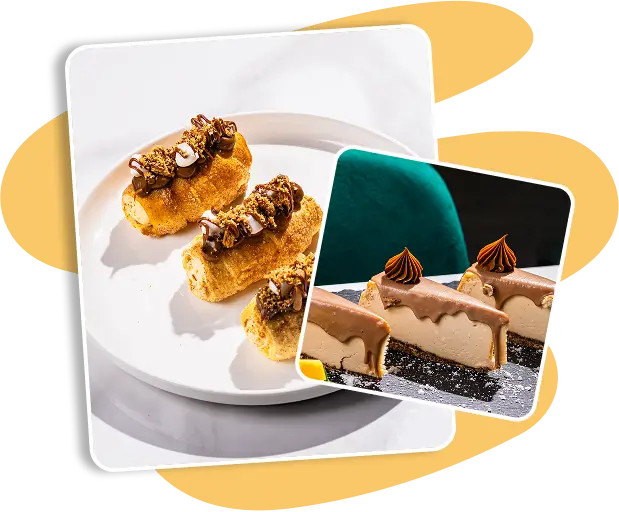 Mini crème brûlée tarts filled with citrus custard and topped with candied orange and torched sugar